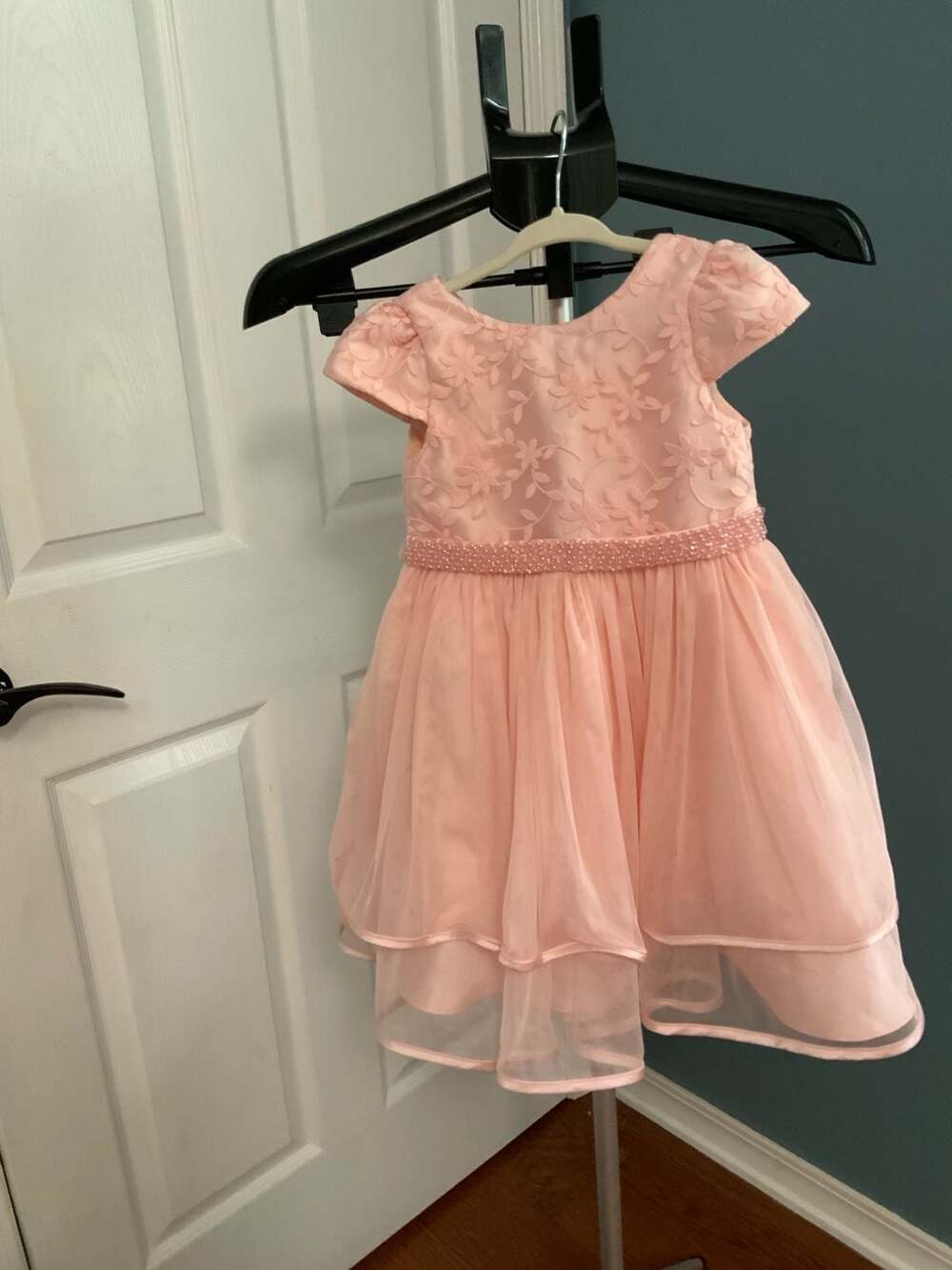 Petit Cherie Pink Floral Embroidered Tulle Dress Size 2